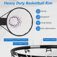 Basketball Rim Wall Door All-Weather Hanging Mounted Basketball Hoop w/ Net