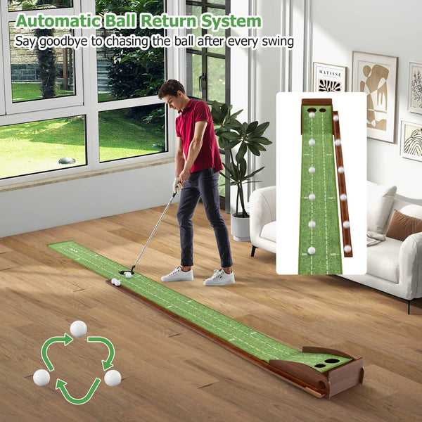 3M Indoor Outdoor Golf Putting Mat 2/3 Hole Sizes Training Practice Auto-Return