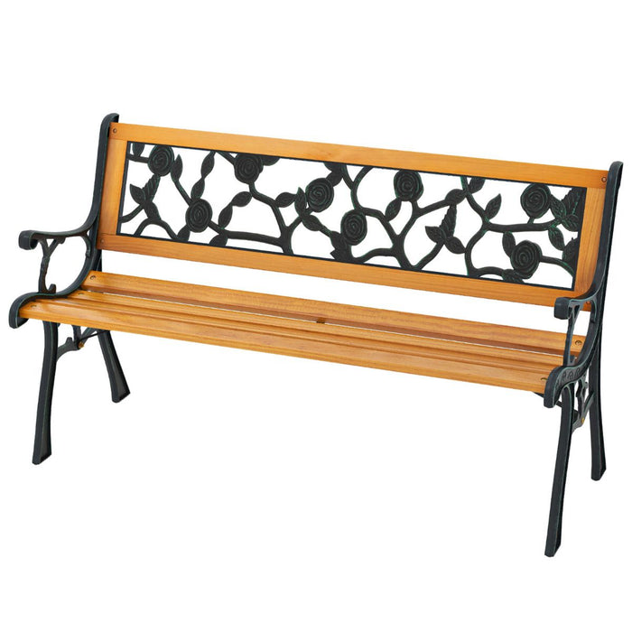Stylish Garden Patio Bench Spacious 3-Person Outdoor Seating Classic Park Bench with Slatted Seat