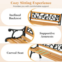 Stylish Garden Patio Bench Spacious 3-Person Outdoor Seating Classic Park Bench with Slatted Seat