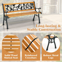 Stylish Garden Patio Bench Spacious 3-Person Outdoor Seating Classic Park Bench with Slatted Seat