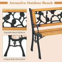 Stylish Garden Patio Bench Spacious 3-Person Outdoor Seating Classic Park Bench with Slatted Seat