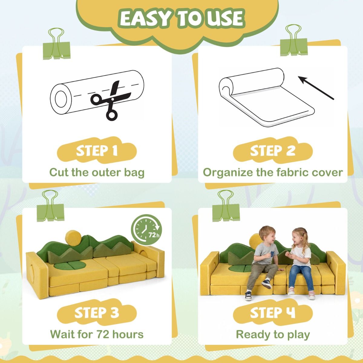 19 Pieces Sunrise Theme Toddler Foam Building Fort