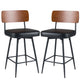 Modern Swivel Bar Stools Set of 2 with Padded Back Footrest and Metal Legs