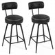 Swivel Bar Stools Set of 2 with Padded Back and Metal Legs