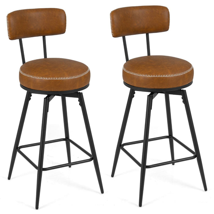 Swivel Bar Stools Set of 2 with Padded Back and Metal Legs