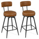 Swivel Bar Stools Set of 2 with Padded Back and Metal Legs