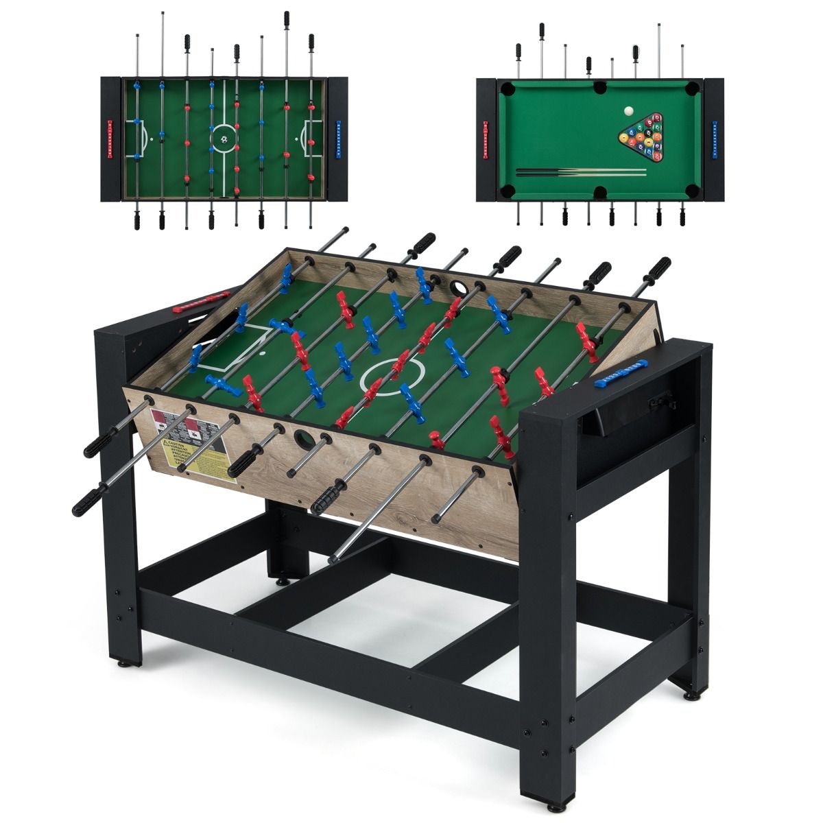 2-in-1 Swivel Multi Game Table 122 cm Foosball and Pool Combo Table