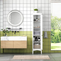 Tall Narrow Bathroom Cabinet with 2 Shutter Doors and Adjustable Shelf