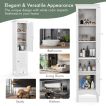 Tall Narrow Bathroom Cabinet with 2 Shutter Doors and Adjustable Shelf
