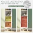 Tall Narrow Bathroom Cabinet with 2 Shutter Doors and Adjustable Shelf