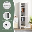 Tall Narrow Bathroom Cabinet with 2 Shutter Doors and Adjustable Shelf
