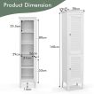Tall Narrow Bathroom Cabinet with 2 Shutter Doors and Adjustable Shelf