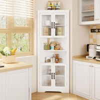 Space-saving Triangular Bathroom Cabinet w/ 4 Tempered Glass Doors