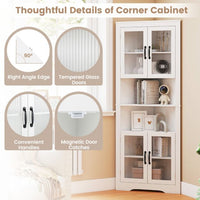 Space-saving Triangular Bathroom Cabinet w/ 4 Tempered Glass Doors