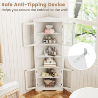 Space-saving Triangular Bathroom Cabinet w/ 4 Tempered Glass Doors