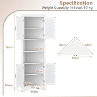 Space-saving Triangular Bathroom Cabinet w/ 4 Tempered Glass Doors