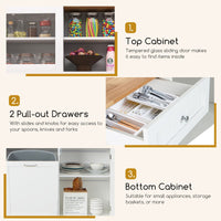 Kitchen Pantry Tilt Out Trash Cabinet with Hutch and 38 L Hidden Garbage Holder