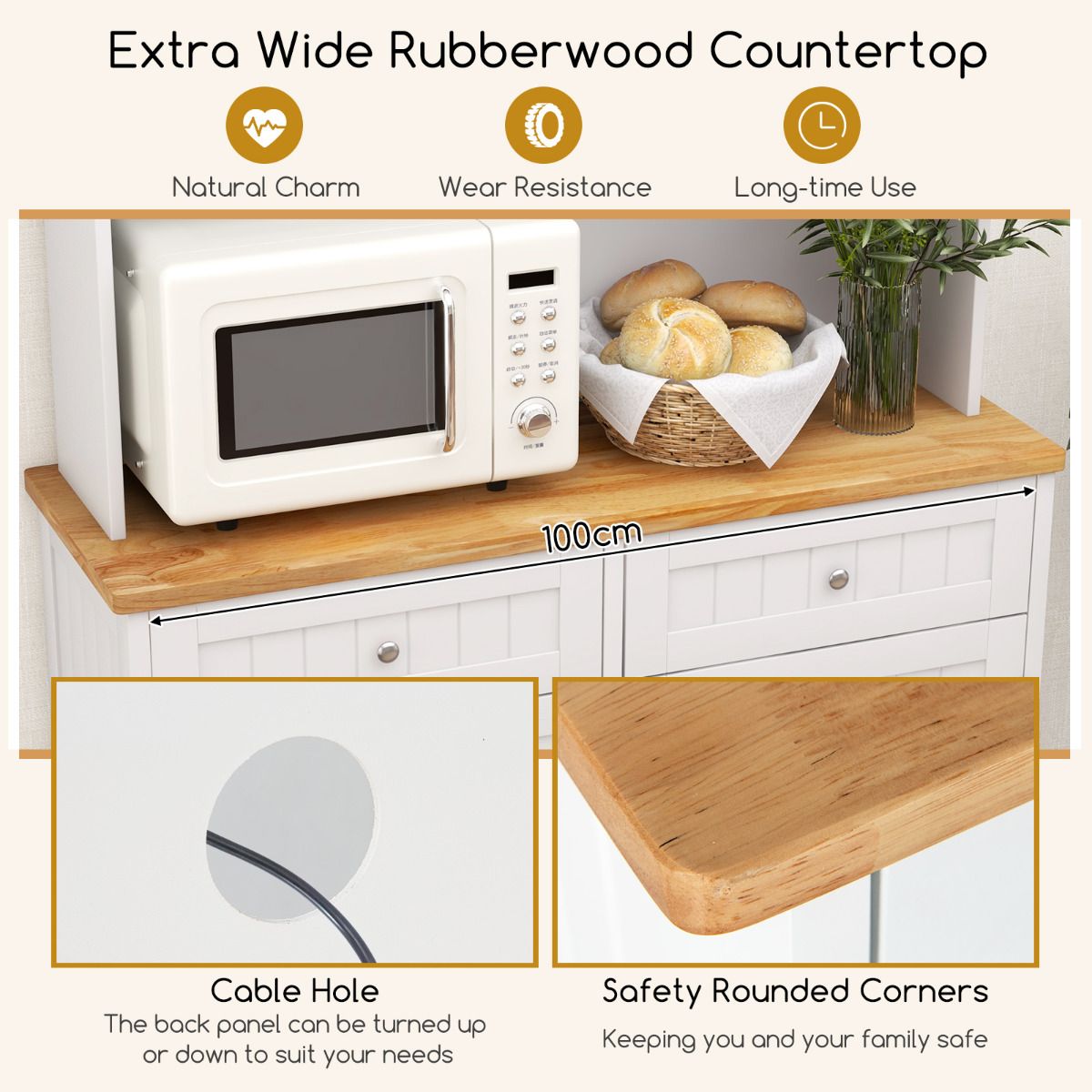 Kitchen Pantry Tilt Out Trash Cabinet with Hutch and 38 L Hidden Garbage Holder