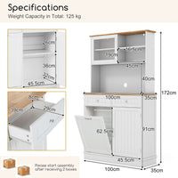 Kitchen Pantry Tilt Out Trash Cabinet with Hutch and 38 L Hidden Garbage Holder