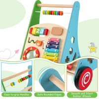 Push and Pull Learning Activity Walker with Smooth Handle for Babies & Toddlers