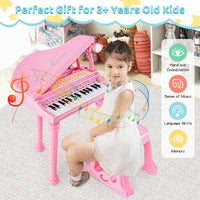 31 Keys Kids Piano Keyboard with Stool and Microphone for Kids