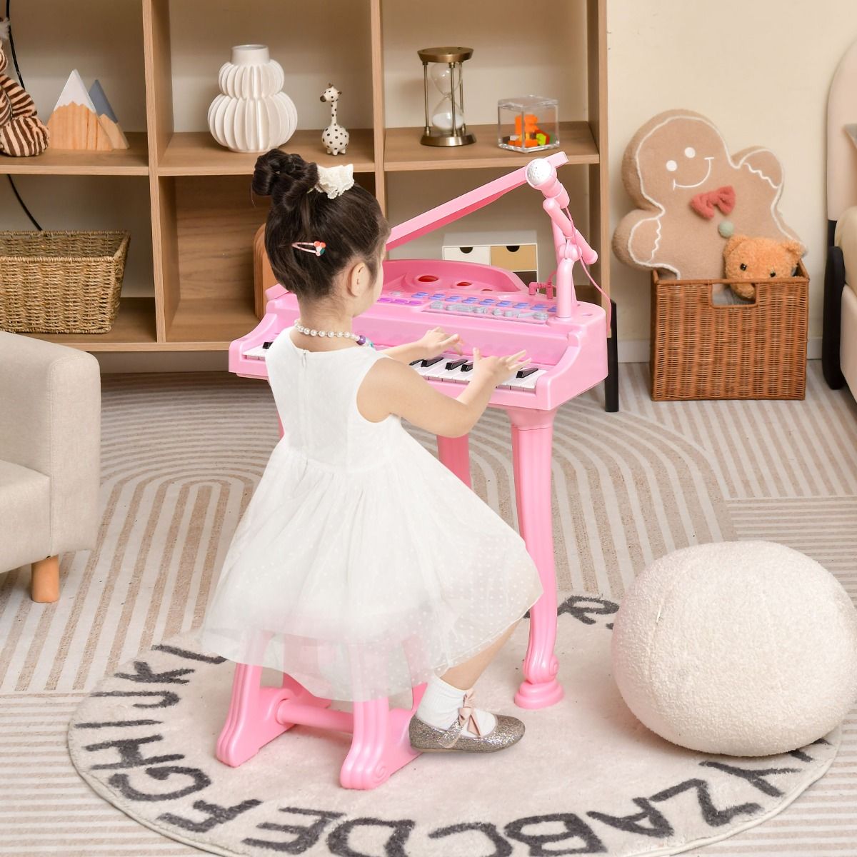 31 Keys Kids Piano Keyboard with Stool and Microphone for Kids