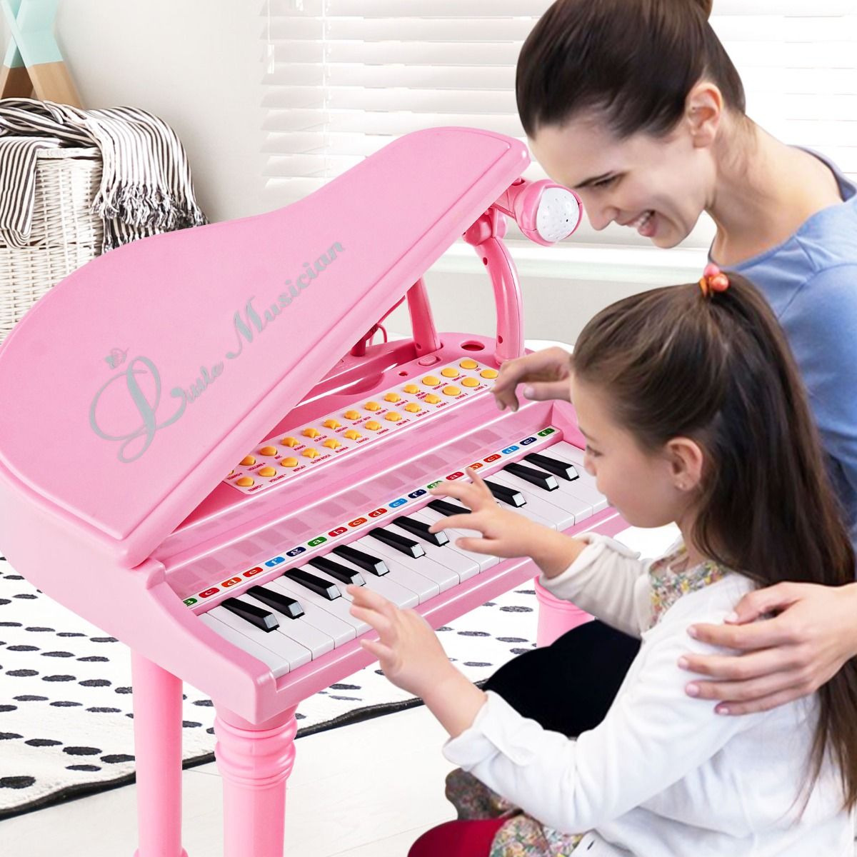 31 Keys Kids Piano Keyboard with Stool and Microphone for Kids