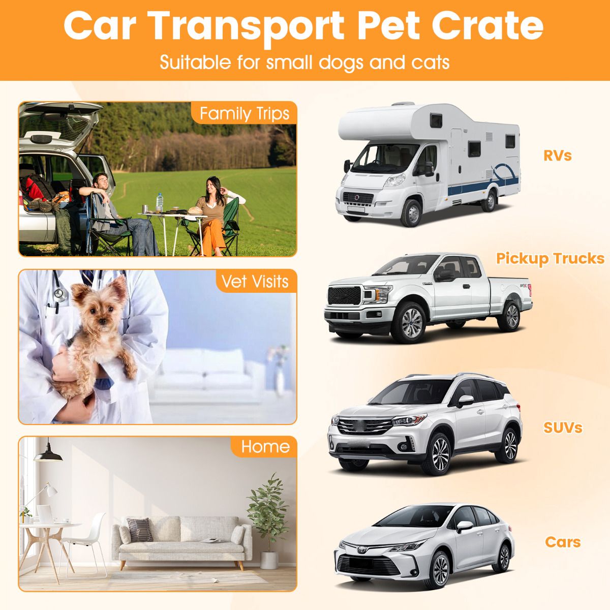 Travel Dog Crate Aluminum Dog Transport Box with Lockable Door Divider and Trapezoidal Design