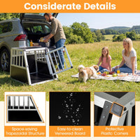 Travel Dog Crate Aluminum Dog Transport Box with Lockable Door Divider and Trapezoidal Design