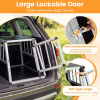 Travel Dog Crate Aluminum Dog Transport Box with Lockable Door Divider and Trapezoidal Design