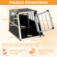 Travel Dog Crate Aluminum Dog Transport Box with Lockable Door Divider and Trapezoidal Design
