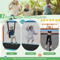 3-in-1 Rectangle Trampoline for Kids with Swing & Horizontal Bar