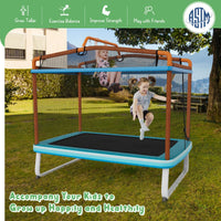 3-in-1 Rectangle Trampoline for Kids with Swing & Horizontal Bar
