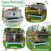 3-in-1 Rectangle Trampoline for Kids with Swing & Horizontal Bar