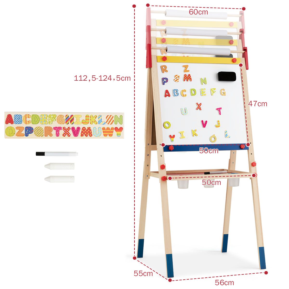 Double Sided Adjustable Chalkboard and Whiteboard for Toddlers