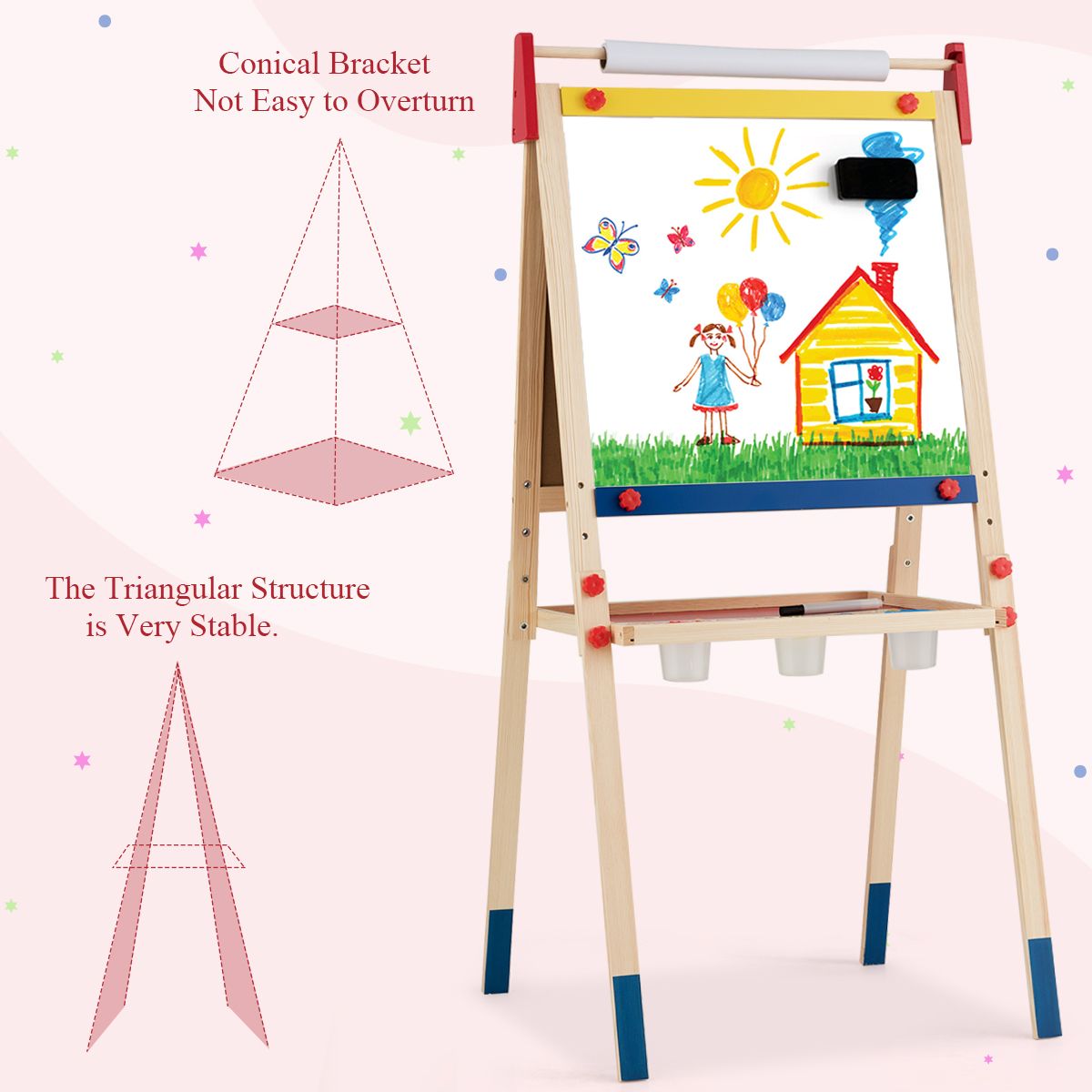 Double Sided Adjustable Chalkboard and Whiteboard for Toddlers