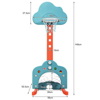 3-in-1 Basketball Hoop Set Stand Adjustable Height