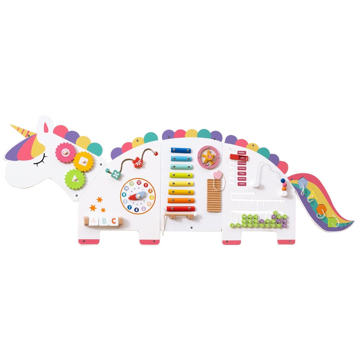 Unicorn Activity Wall Busy Board Panels 11-in-1 Montessori Sensory Board