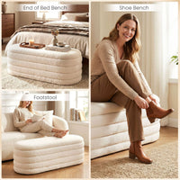 Upholstered Fabric Storage Ottoman Bench with 2 Safety Gas Struts
