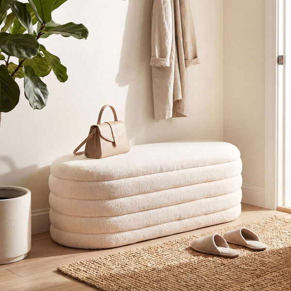 Upholstered Fabric Storage Ottoman Bench with 2 Safety Gas Struts