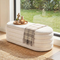 Upholstered Fabric Storage Ottoman Bench with 2 Safety Gas Struts