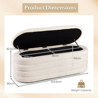 Upholstered Fabric Storage Ottoman Bench with 2 Safety Gas Struts