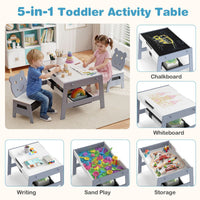 Versatile Kids Table and 2 Chairs Set with Hanging Hooks
