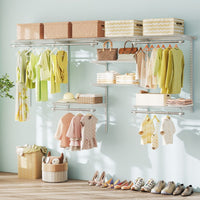 Wall-Mounted Closet Organizers and Storage System with Hanging Rod
