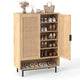 64 Inches Tall Wooden Bookcase 6-Tier Bookshelf with 8 Open Cubes Rattan Drawer