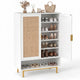 64 Inches Tall Wooden Bookcase 6-Tier Bookshelf with 8 Open Cubes Rattan Drawer