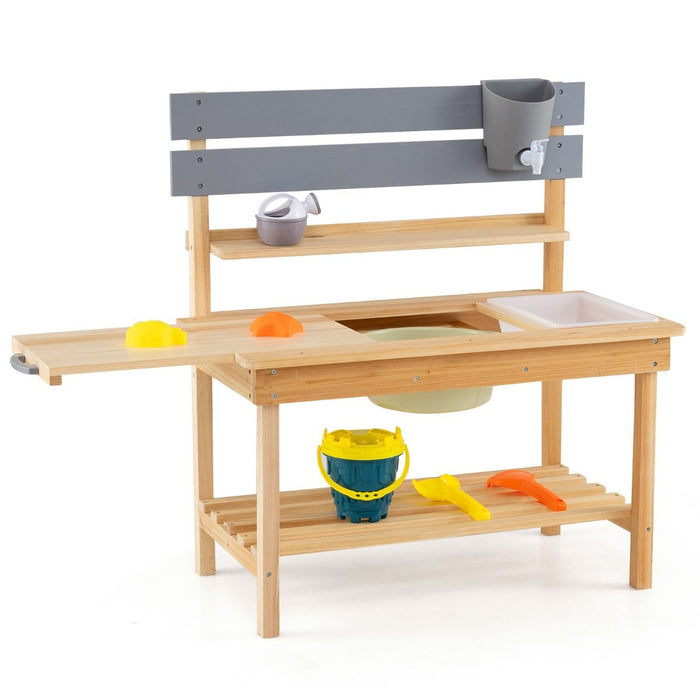 Wooden Kitchen Playset with Extended Tabletop