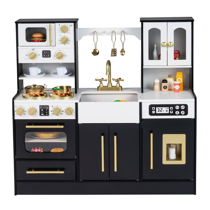 Wooden Kitchen Playset with Realistic Lights and Sounds
