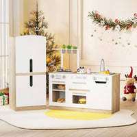 Wooden Modular Play Kitchen with Fridge and Dishwasher for Ages 3+